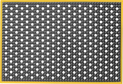 ESD Anti-Fatigue Floor Mat with Holes & 2,5 cm Yellow Bevel | Infinity Bubble ESD | Black | 60 x 120 cm | Grounding Cord + Snap (15')